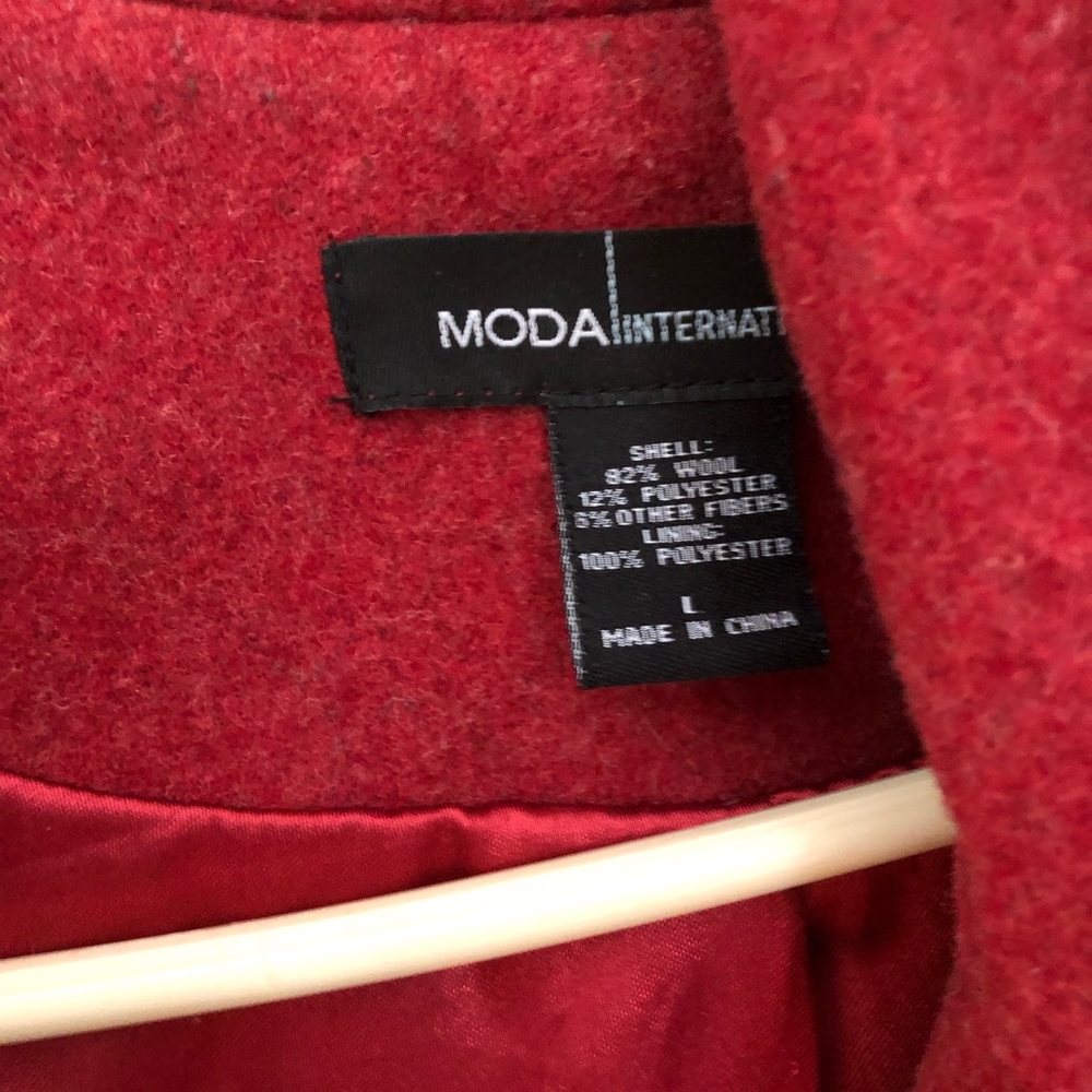 Moda International hooded red pea coat- size L/M - Picture 4 of 4
